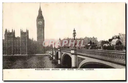 Grande Bretagne Londres london Cartes postales Westiminster Bridge and clock tower