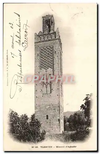 Algerie Tlemcen Ansichtskarte AK Minaret d&#39aghadir