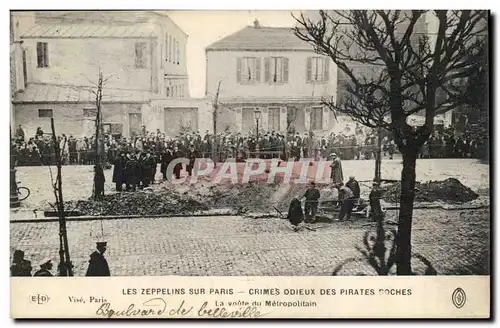 Ansichtskarte AK Les zeppelins sur Paris Crimes odieux des boches La voute du metropolitain boulevard de Bellevil