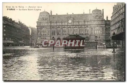 Paris Cartes postales Crue de la Seine Gare Saint Lazare Janvier 1910