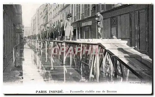 Paris Cartes postales Paris inonde Passerelle etablie rue de Beaune Publicite Kabiline Teinture de menages