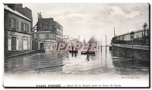 Paris Ansichtskarte AK Paris inonde Quai de la Rapee pres la gare de Lyon Publicite Kabiline Teinture de menages