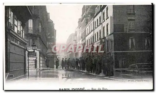 Paris Cartes postales Paris inonde Rue du bas Publicite Kabiline Teinture de menages