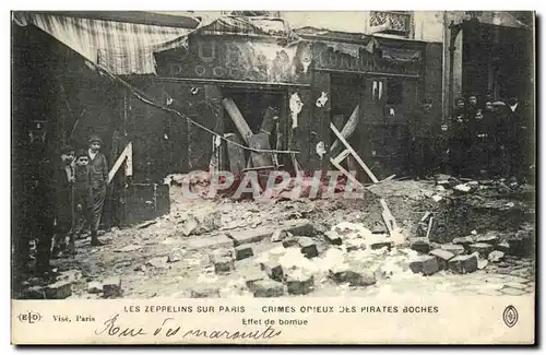 Paris Ansichtskarte AK Les zeppelins sur Paris Crimes odieux des boches Effet de bombe (cordonnerie) Rue des Maro