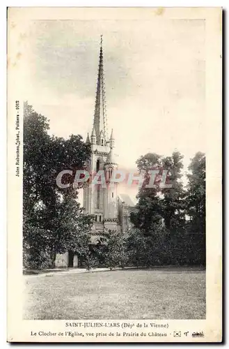 Saint Julien sur l&#39ars Cartes postales Le clocher de l&#39eglise vue prise de la prairie du chateau