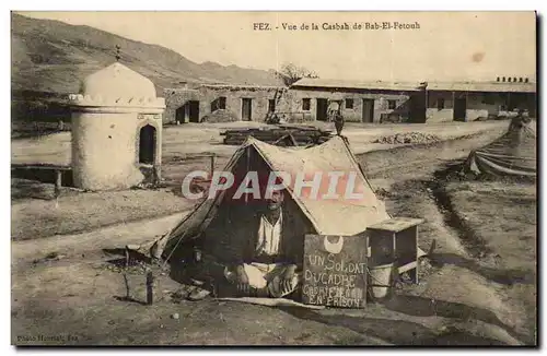 Maroc Fez Cartes postales Vue de la casbah et Bab el Fetouh TOP un soldat du cadre en prison