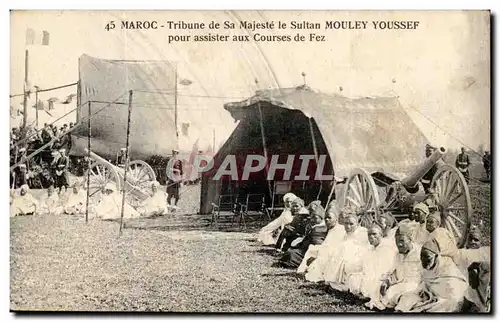 Maroc Cartes postales TRibune de sa majest le sultan Moulay Youssef pour assister aux courses de Fez