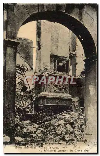 Ansichtskarte AK Bombardement de Reims par les allemands le 19 septembre 1914 Hotel historique rue de la GRue