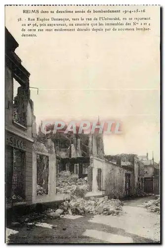 Ansichtskarte AK Reims dans sa deuxieme annee de bombardement Rue Eugene Desteuque