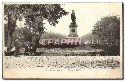 Reims Cartes postales Statue et square Colbert