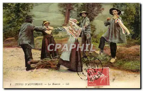 Types d&#39Auvergne Cartes postales La bouree (danse folklore)