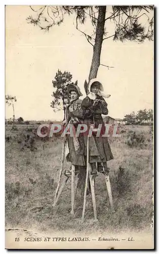 Cartes postales Scenes et types landais Echassieres TOP
