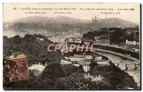 Lyon Cartes postales Valse et panorama sur les Monts d&#39or Vue prise du restaurant Gay