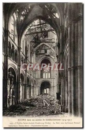 Reims dans ses annees de bombardement 1914 1917 Ansichtskarte AK Eglise Saint Andre