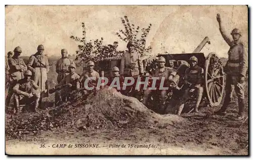 Cartes postales Camp de Sissonne Piece de 75 camouflee (militaria)