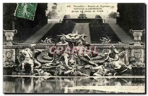 Versailles - Bassin de Neptune groupe en plomb de Adam - Cartes postales