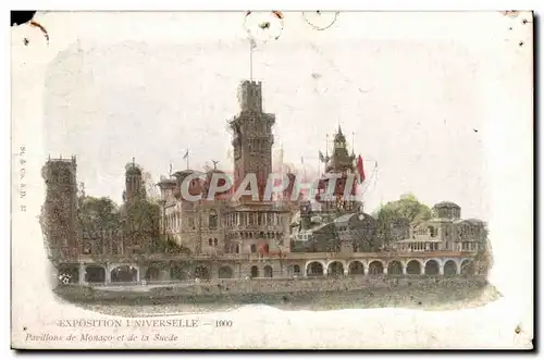 Paris Cartes postales Exposition universelle 1900 Pavillons de Monaco et de suede (Sweden)