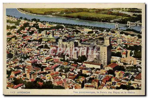 Avignon Cartes postales Vue panoramique le palais des papes et le Rhone