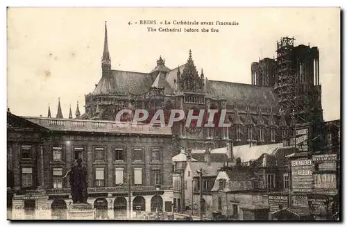 Reims Cartes postales La cathedrale avant l'incendie