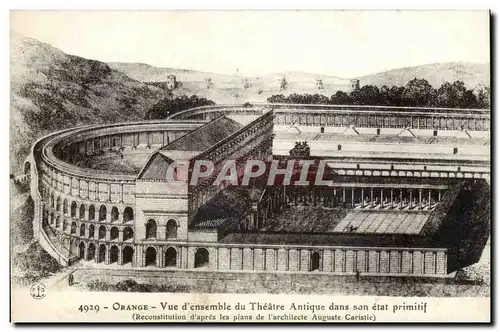 Orange Cartes postales Vue d&#39ensemble du theatre antique dans son etat primitif