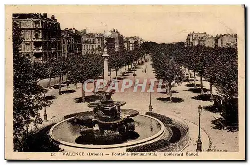 Valence Cartes postales Fontaine monumentale Boulevard Bancel
