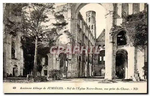 Cartes postales Ancienne abbaye de Jumieges Nef de l&#39eglise Notre DAme Vue prise du Choeur