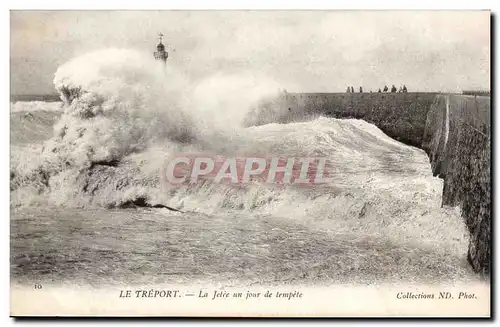 Le TReport Ansichtskarte AK La jetee un jour de tempete (phare ligththouse)