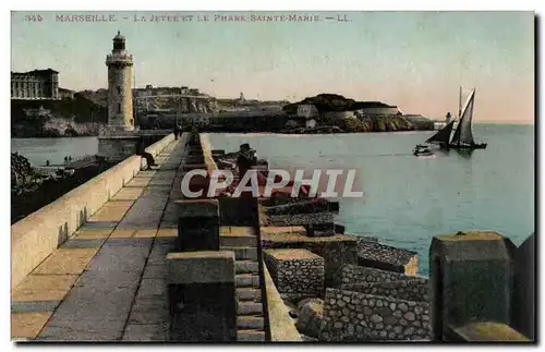 Marseille Cartes postales La jetee et le phare Sainte Marie (lighthouse)