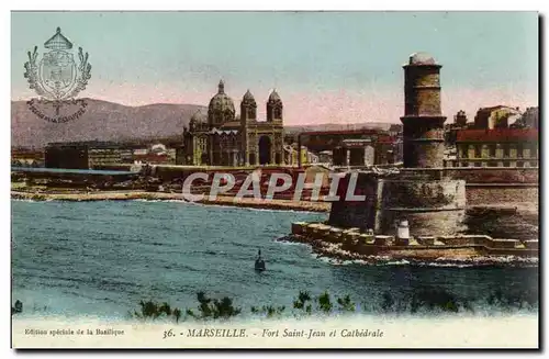 Marseille Cartes postales Fort Saint Jean et cathedrale