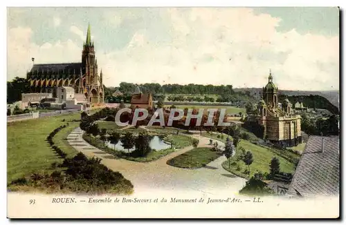 Rouen Cartes postales Ensemble de Bon SEcours et du monument de Jeanne d&#39arc