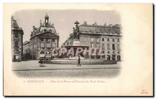 Bordeaux Ansichtskarte AK Place de la Bourse et fontaine des Trois grace