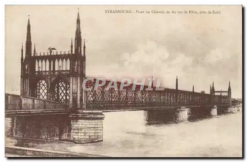 Strasbourg Ansichtskarte AK Pont du chemin de fer sur le Rhin pres de Kehl