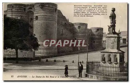 Angers Ansichtskarte AK La statue du roi Rene et le chateau