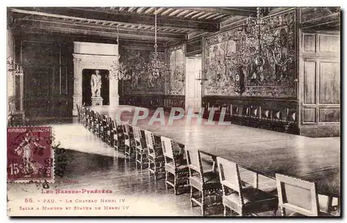 Pau - Chateau Henri IV Salle a Manger et Statue Cartes postales