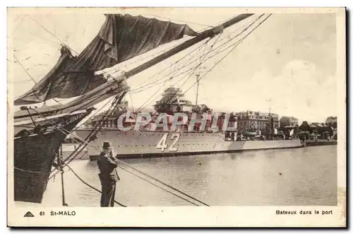 Saint Malo Cartes postales Bateaux dans le port