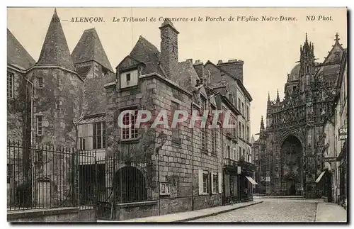 Alencon Cartes postales Tribunal de commerce et porche de l'eglise Notre DAme