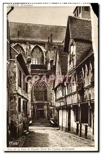 Lisieux Ansichtskarte AK Rue de la paix et portail Nord de l&#39eglise St Jacques