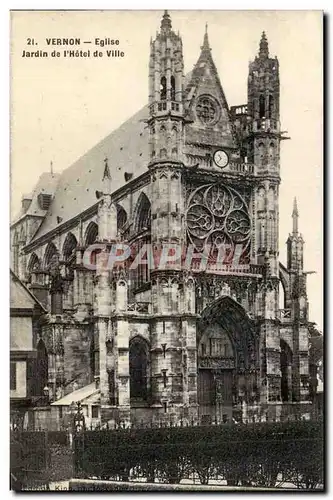 Vernon Ansichtskarte AK Eglise Jardin de l&#39hotel de ville