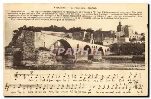 Auxerre - Le Pont saint Benezet - la musique - instrument - chanson d'enfant - Cartes postales