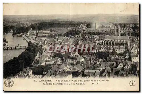 Auxerre - Vue Generale prise de la Cathedrale L&#39Eglise Saint Pierre et L&#39Usine Guilliet - Ansichtskarte AK