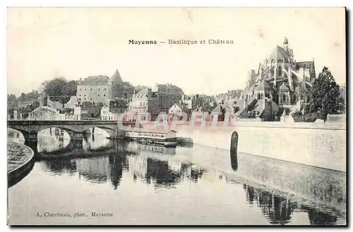Mayenne Cartes postales Basilique et chateau