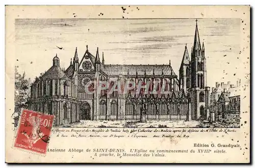 Saint Denis Cartes postales Ancienne abbaye Eglise au commencement du 18eme Au gauche le mausolee des Valois