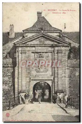 Cartes postales Belfort La porte de France demolie en 1892