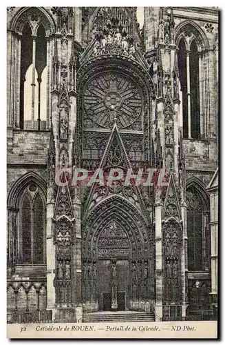 Cartes postales Rouen Cathedrale portail de la Calende