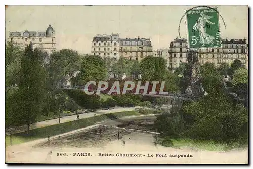 Paris Cartes postales Buttes Chaumont Le pont suspendu