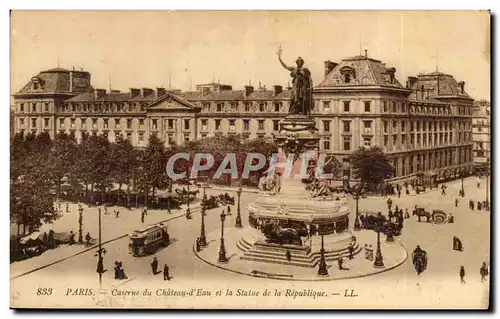 Paris Ansichtskarte AK Caserne du chateau d&#39eau et la statue de la Republique