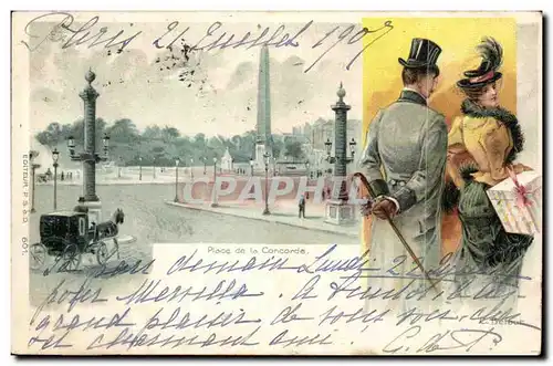 Paris Cartes postales Place de la Concorde (homme elegante)