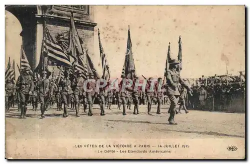 Paris Cartes postales Defiles de la victoire a Paris 14 juillet 1919 Le defile Les etandards americains