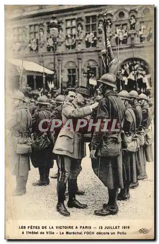 Paris Ansichtskarte AK Defiles de la victoire a Paris 14 juillet 1919 A l&#39hotel de ville Le Marechal Foch deco