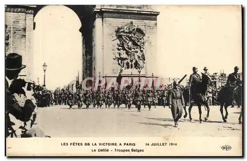 Paris Cartes postales Fetes de la victoire a Paris 14 juillet 1919 Le defile Troupes belges